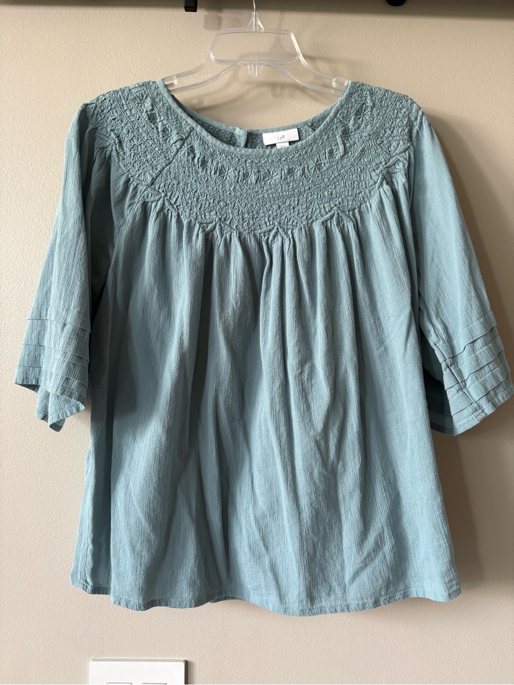 J.Jill Cotton Embroidered Flowy Gauzy Shirt Milkmaid Peasant 100% Cotton Size XS